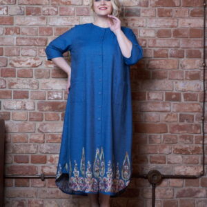 Платье Шеона голубое с вышивкой