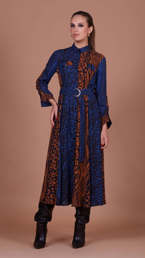 Платье 28611 принт синий леопард